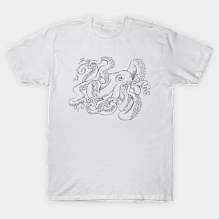 Line Art Octopus Illustration T-Shirt